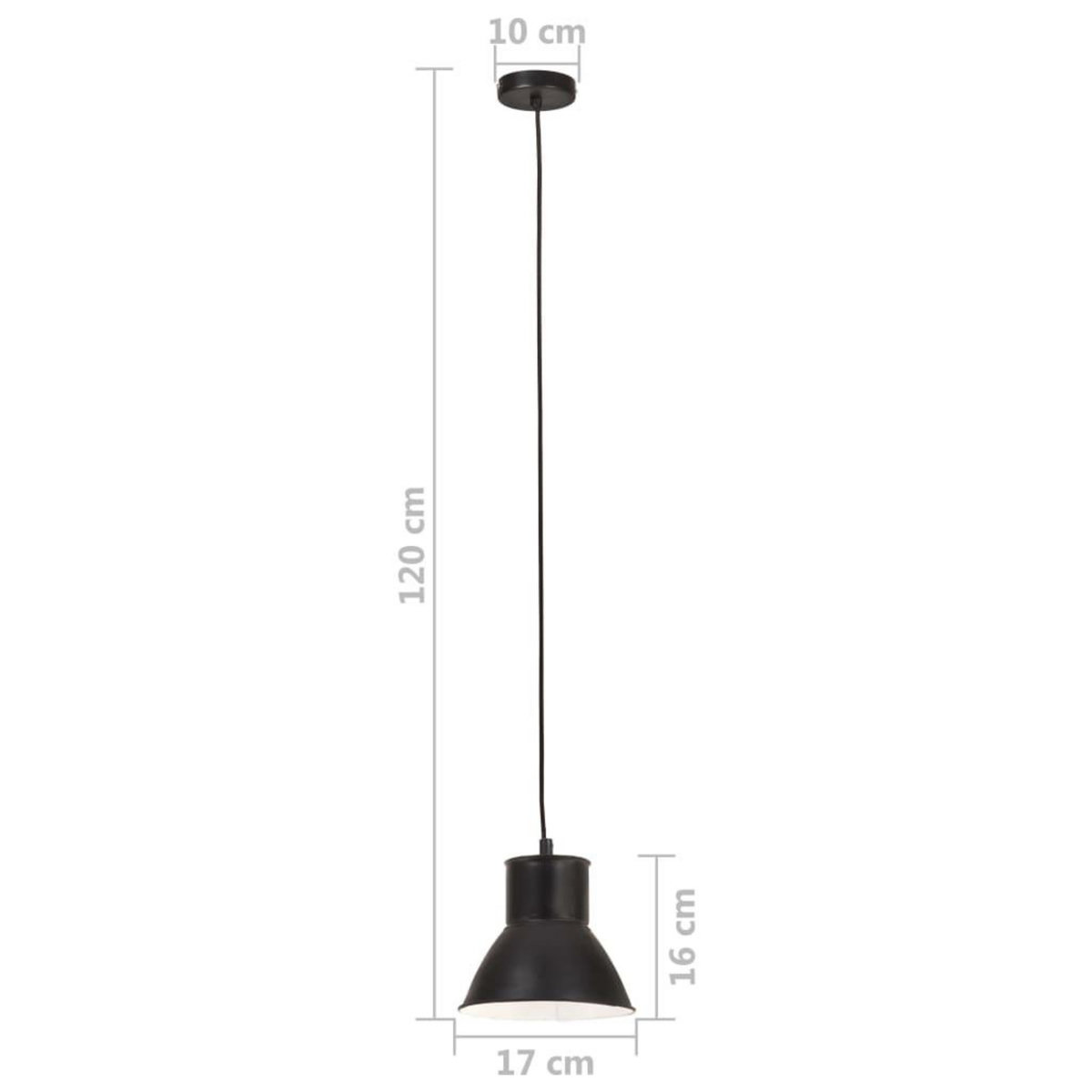 VIDAXL Lampe suspendue 25 W Noir Rond 17 cm E27