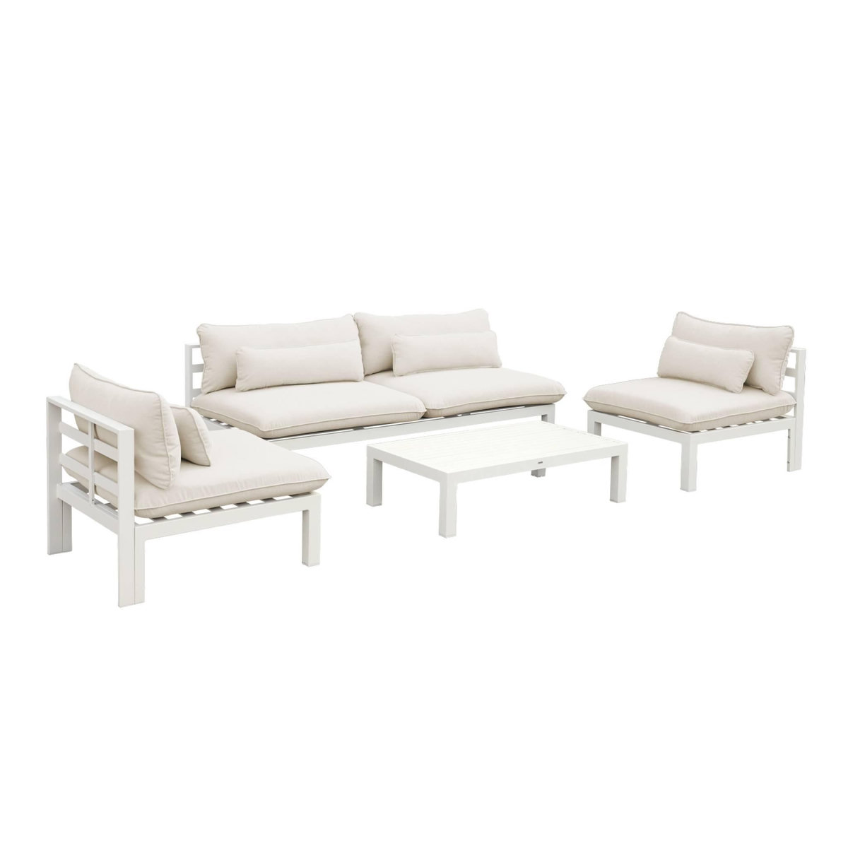 SWEEEK Salon de jardin 5 places en aluminium – assises profondes – Rieti