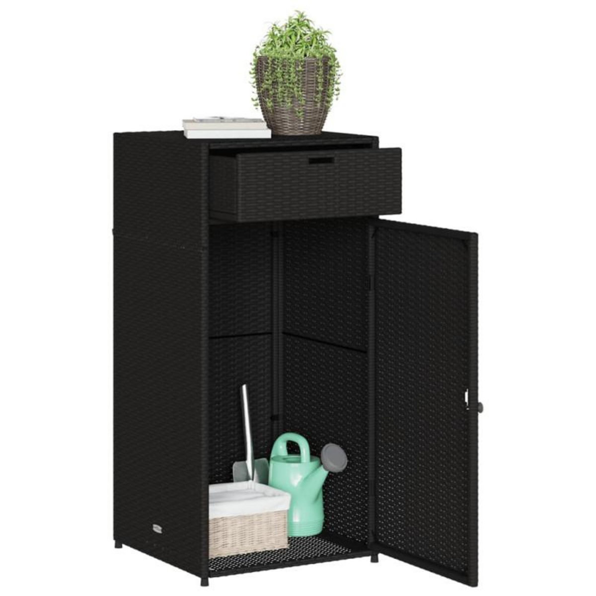 VIDAXL Armoire de rangement de jardin noir 55x55x111 cm résine tressée