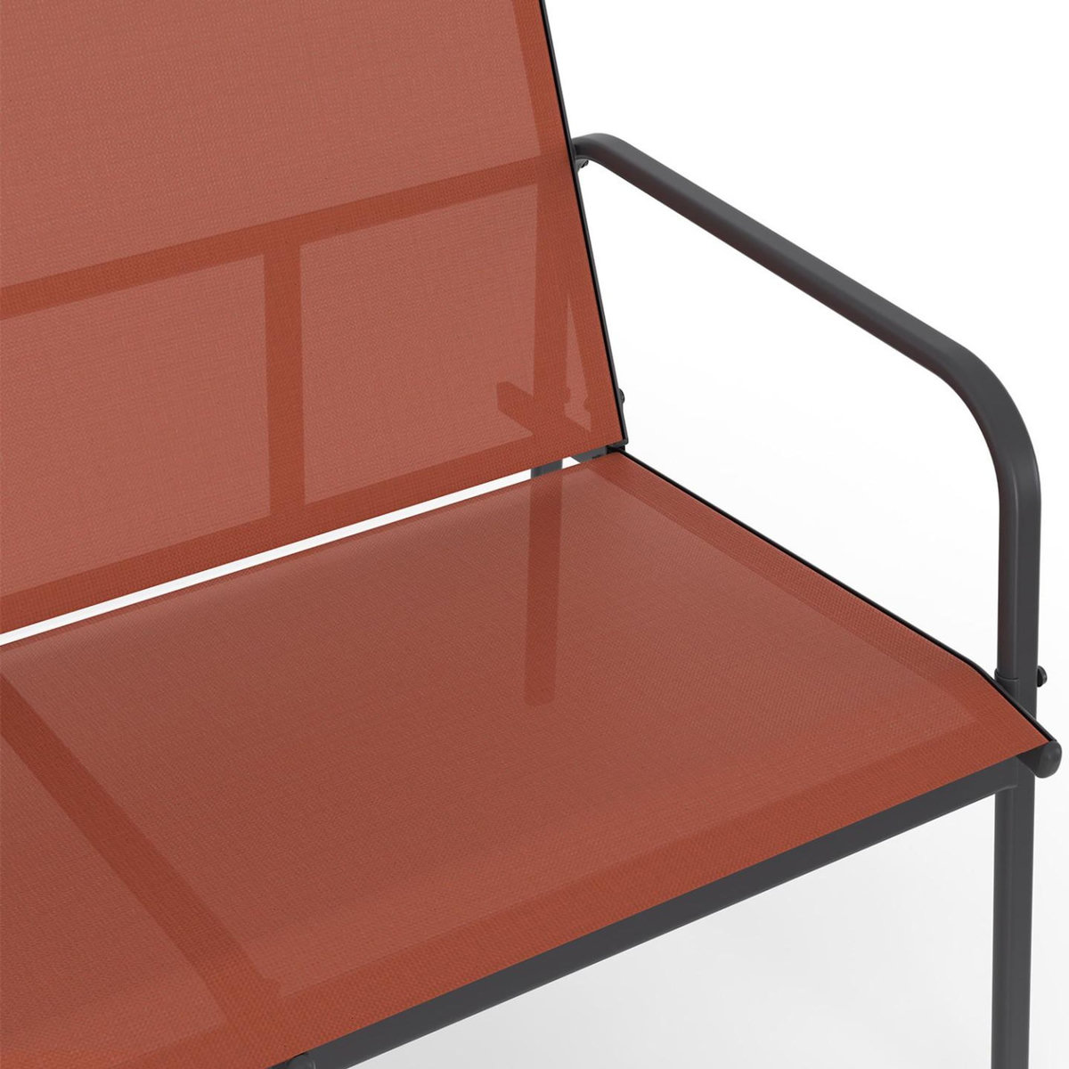 ID MARKET Salon de jardin bas TOLEDE 4 places avec canapé, fauteuils et table terracotta