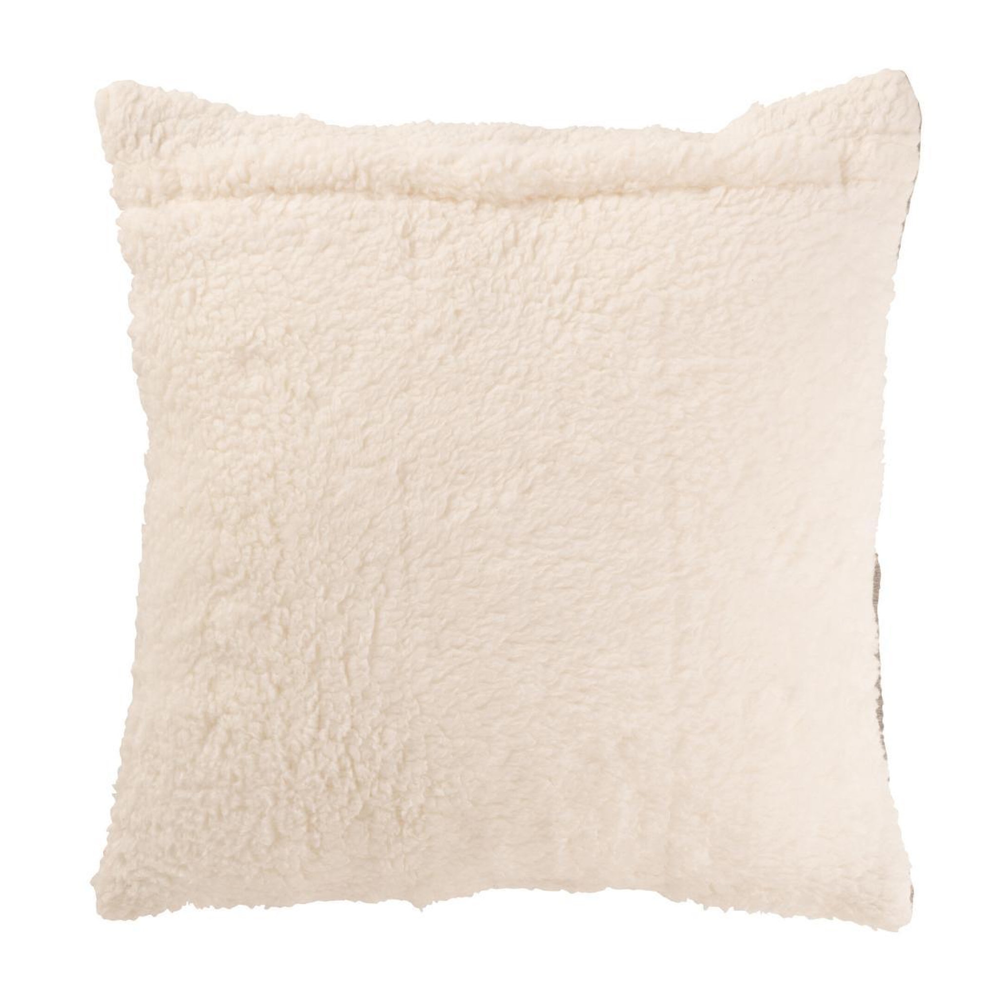 Voir la diapositive 2 : J-LINE Coussin déco lignes  teddy  45x45cm gris