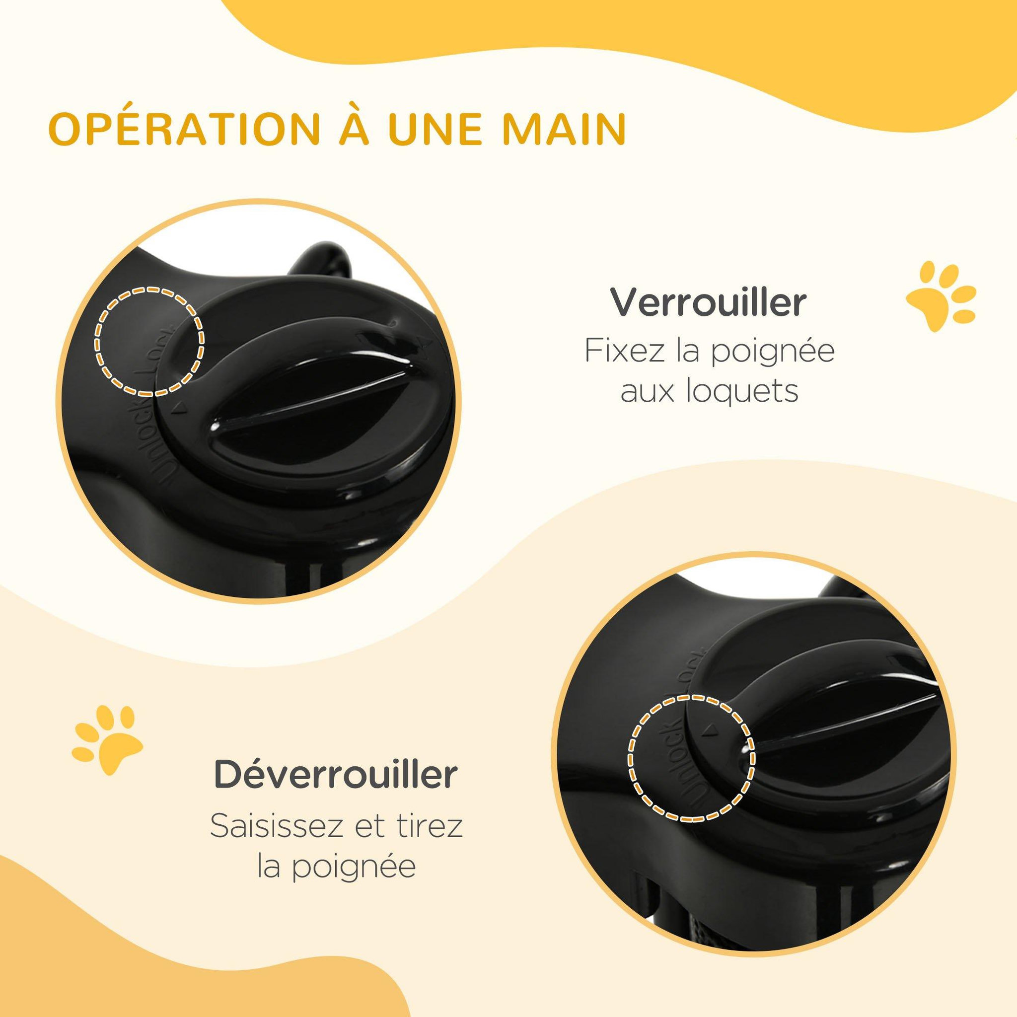 Voir la diapositive 4 : PAWHUT Barrière de sécurité barrière animaux rétractable automatique 1,65L x 0,85H m teslin alu. PVC noir