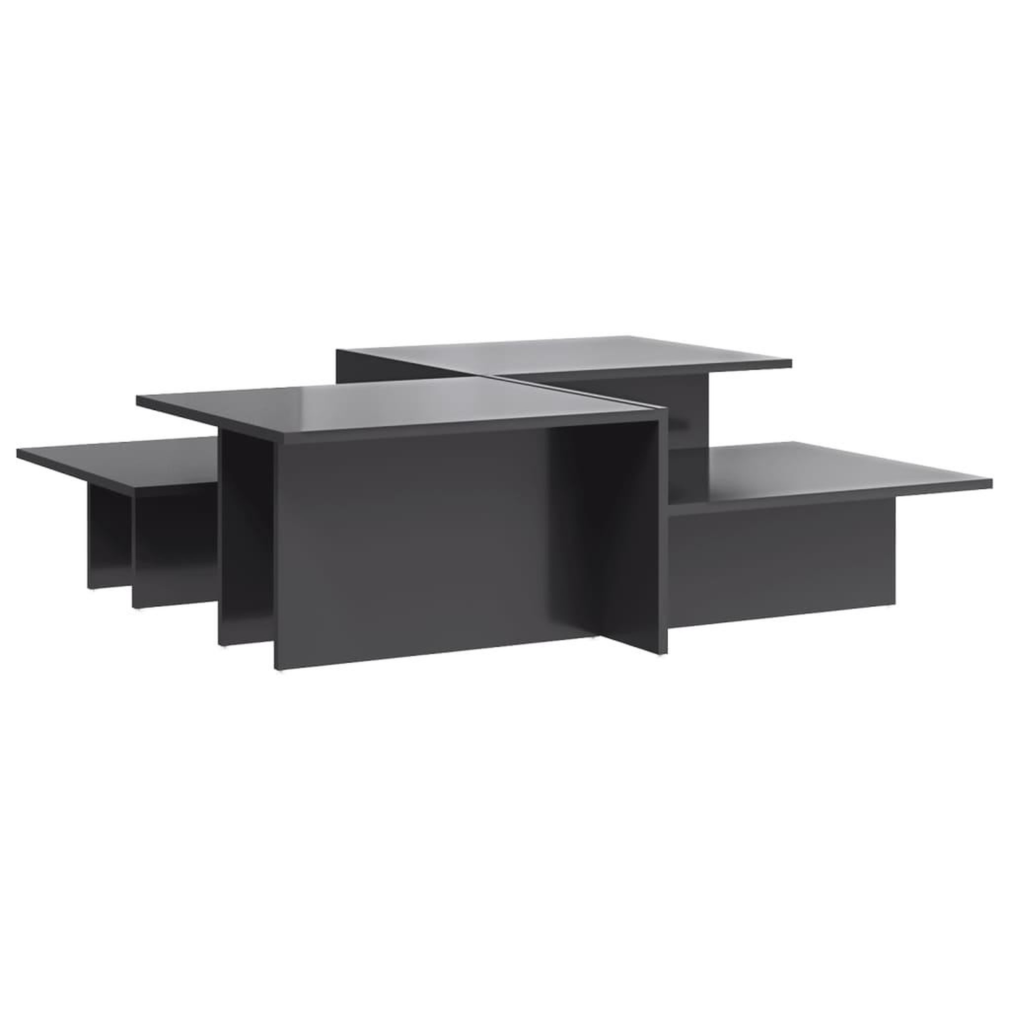 Voir la diapositive 2 : VIDAXL Tables basses 2 pcs gris brillant bois d'ingenierie