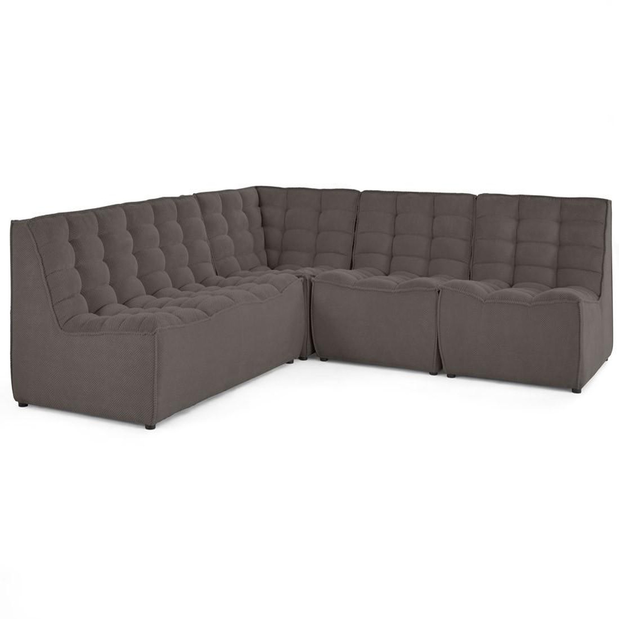 Voir la diapositive 5 : BEST MOBILIER Ellie - canapé modulable d'angle réversible 5 places en velours texturé