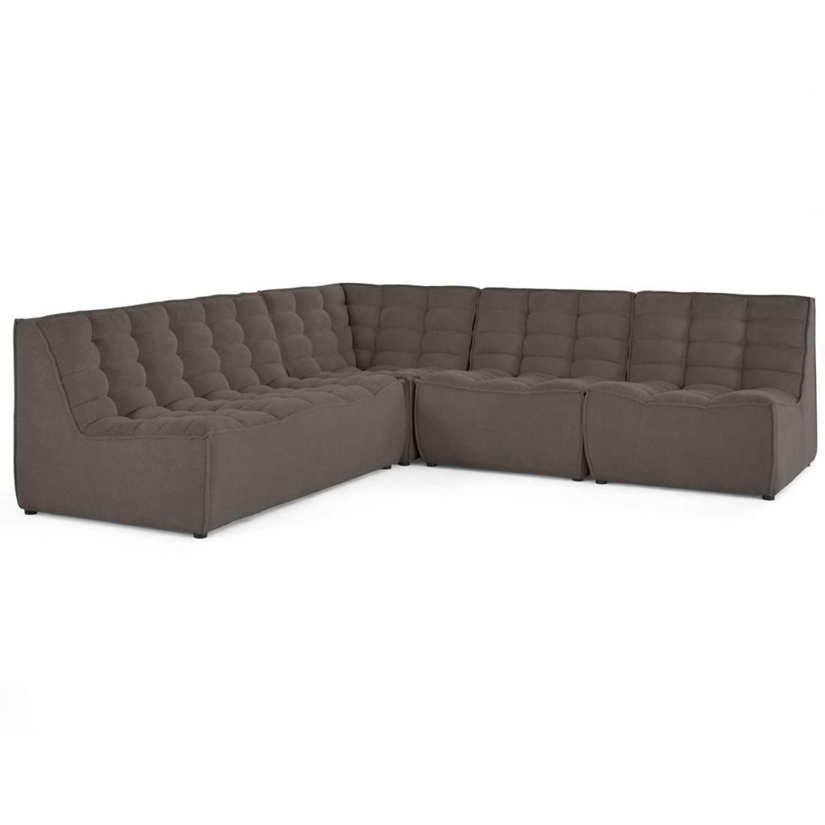 LISA DESIGN Ellie - canapé modulable d'angle réversible 5 places en velours texturé