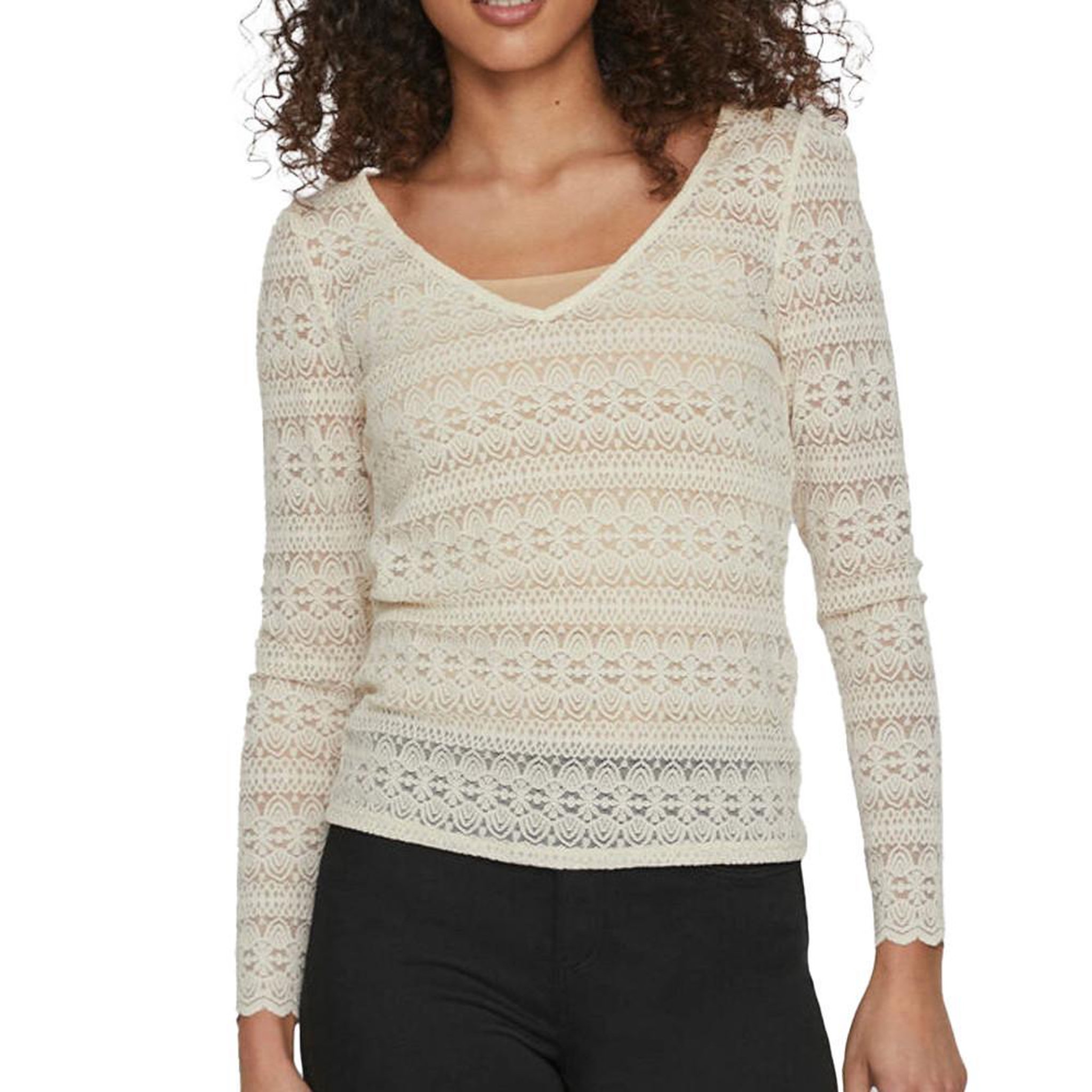 Vila T Shirt Manches Longues  Femme Vila Chikka. Coloris disponibles : Beige