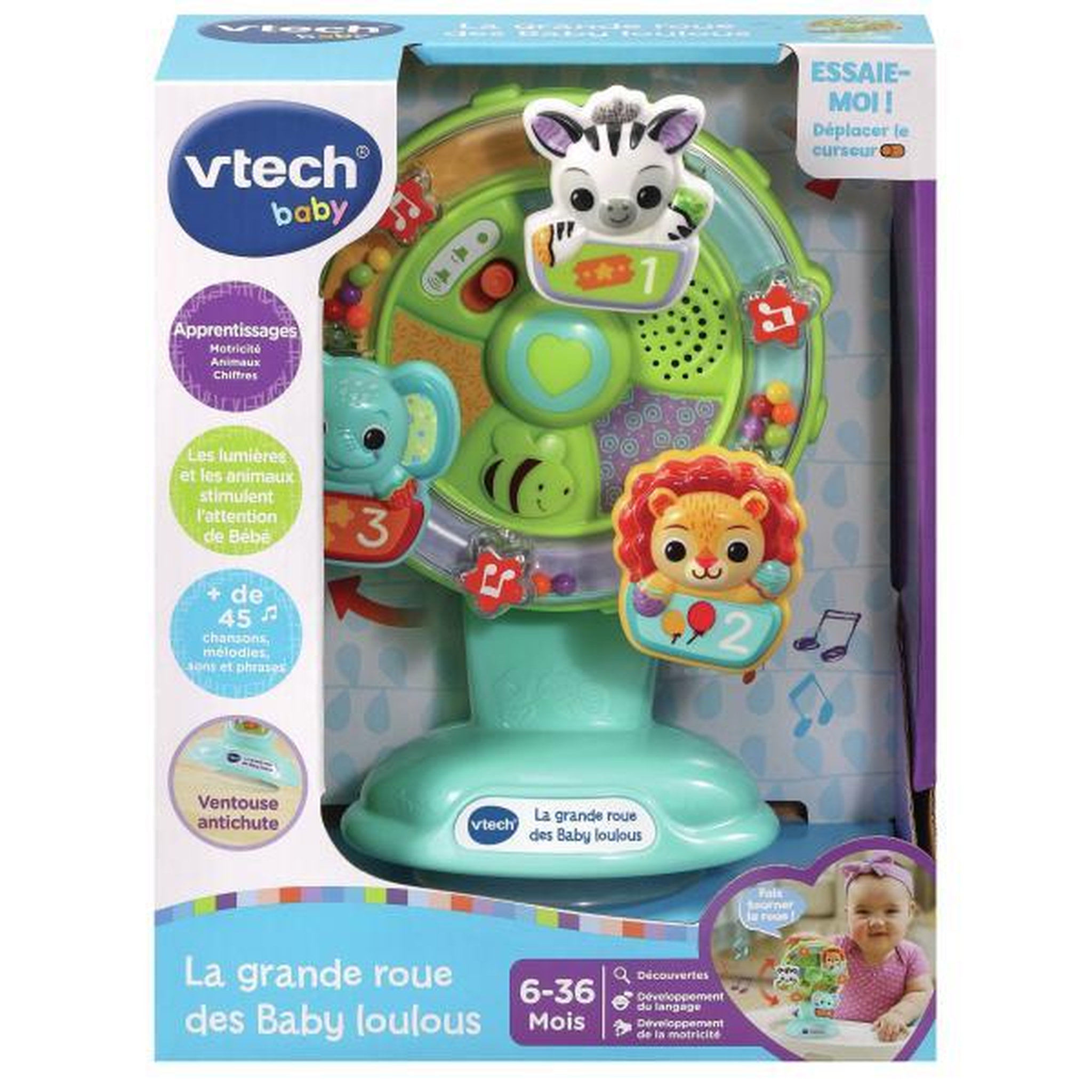 Voir la diapositive 4 : VTECH BABY VTECH BABY - La Grande Roue des Baby Loulous - Roue musicale avec ventouse anti-chute - Vert/Multicolore