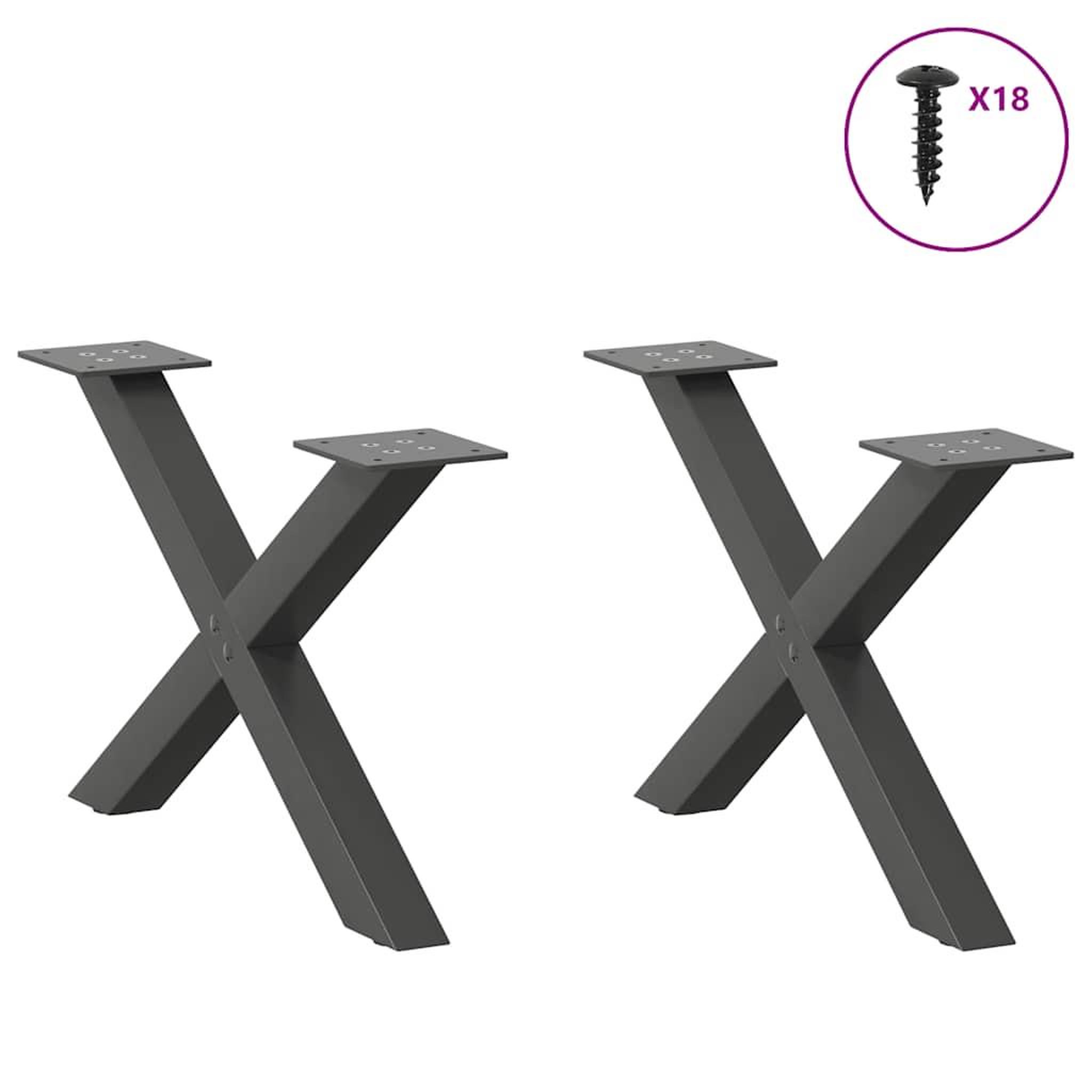 Voir la diapositive 3 : VIDAXL Pieds de table basse forme de X 2 pcs anthracite 50x(30-31) cm