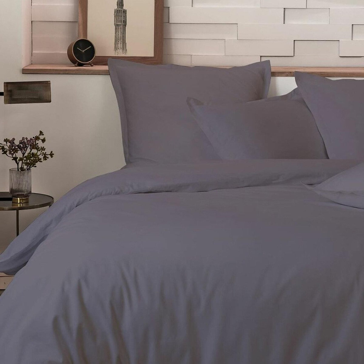 Home collection Parure housse de couette 100%percale de coton 80 fils/cm2-uni