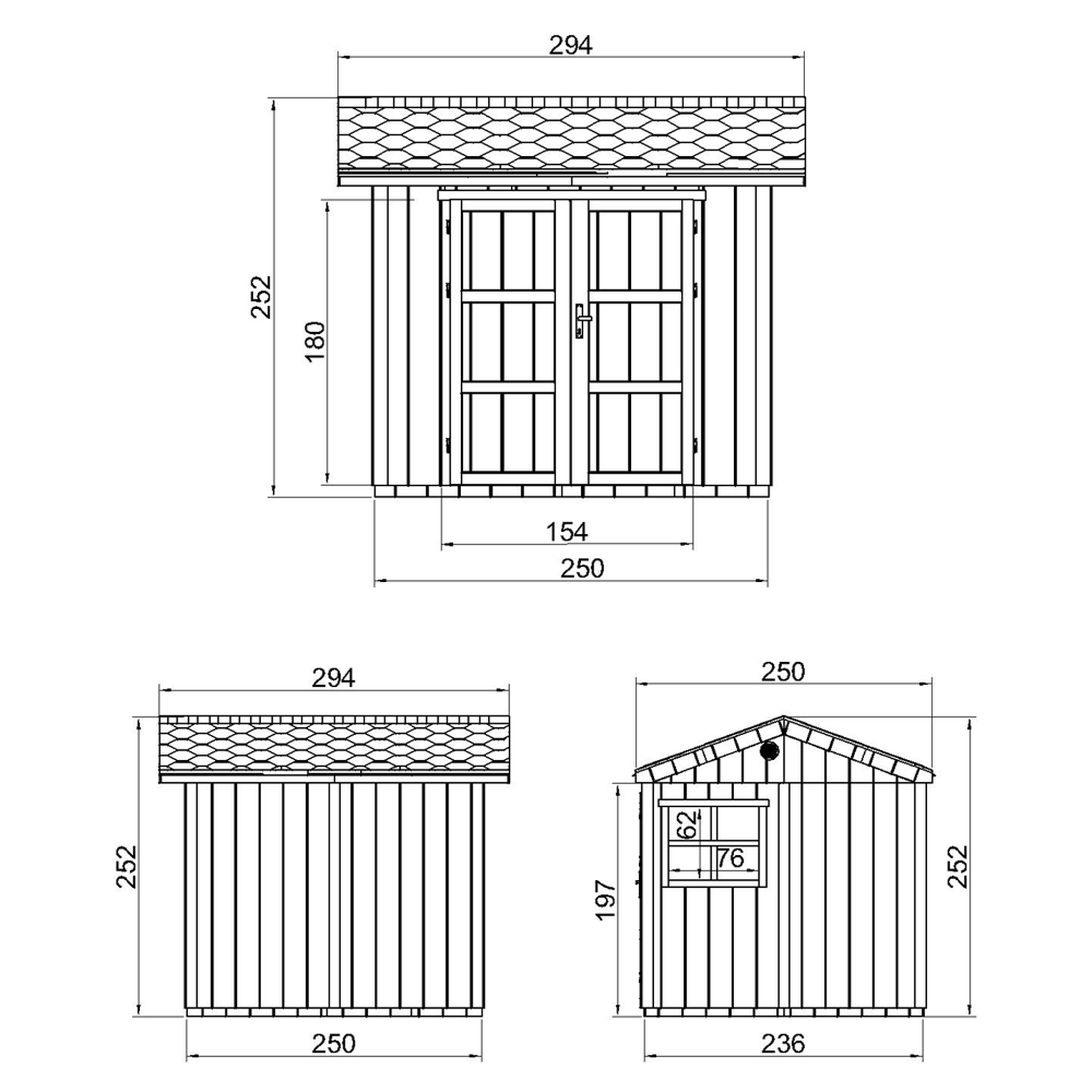 Voir la diapositive 4 : TIMBELA Abri de Jardin Qualité Premium 5,9m² H252x250x294 cm Avec un sol et des bardeaux bitumineux M913A