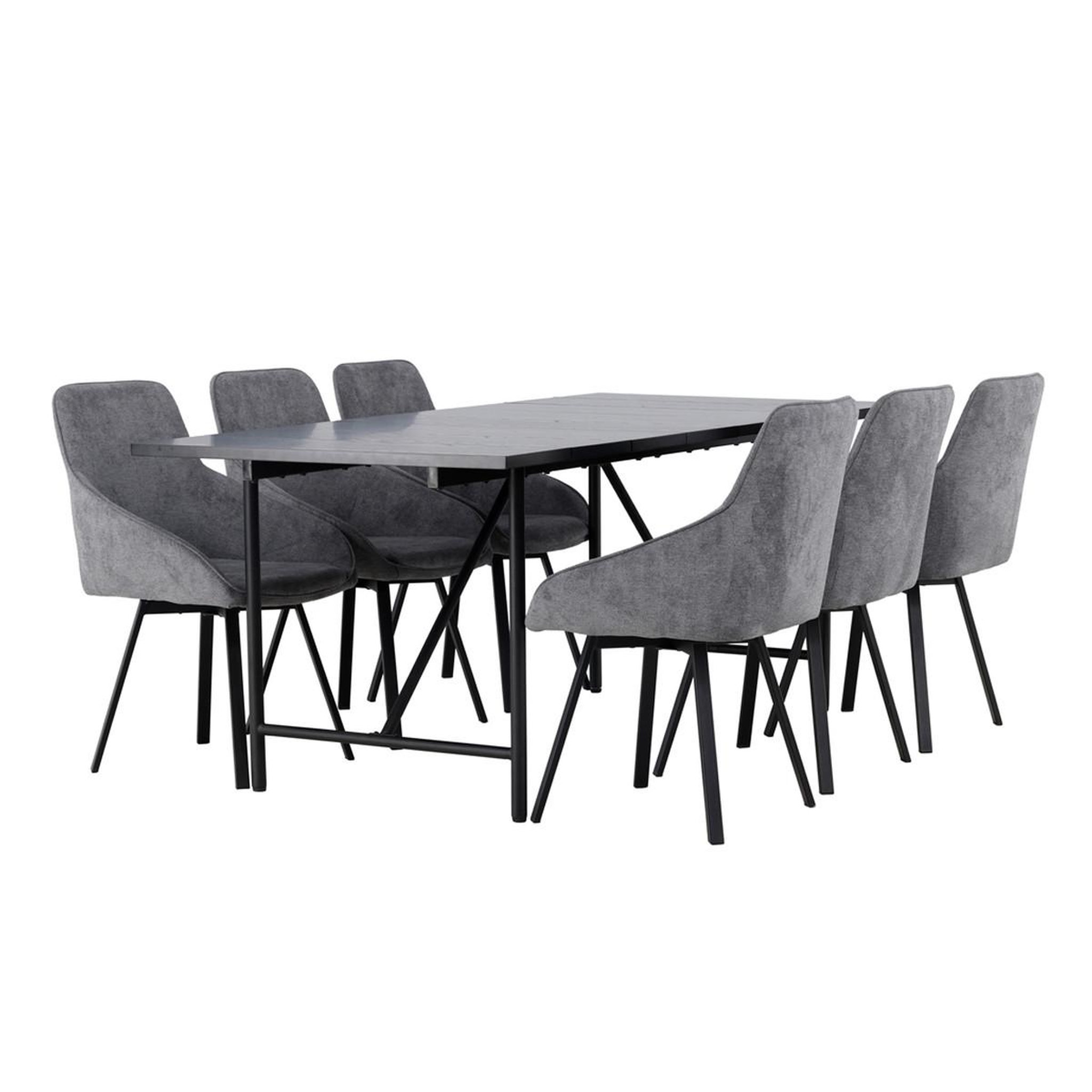 Paris Prix Ensemble table à manger & 6 chaises  astrid & rosie  200cm noir & gris