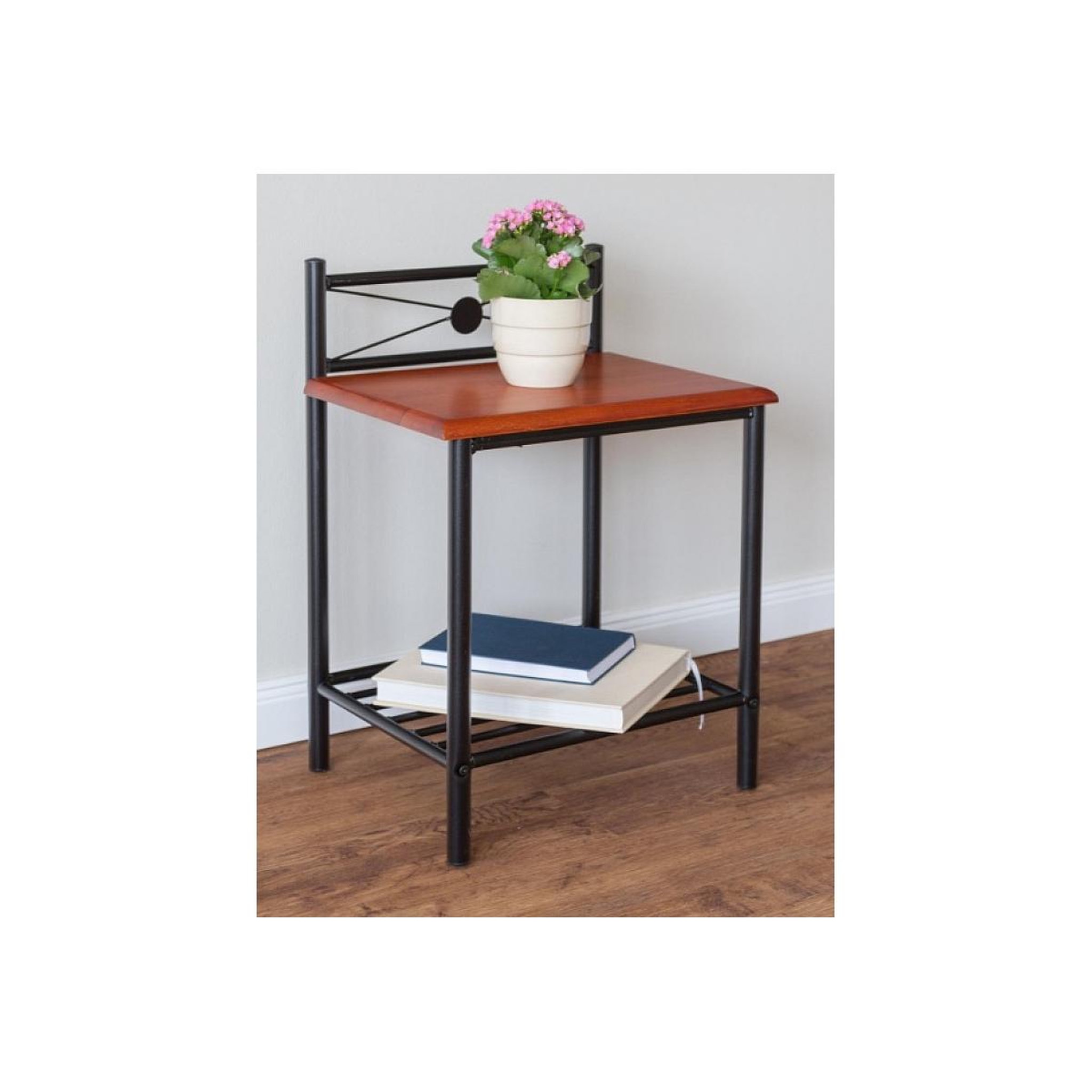 Voir la diapositive 2 : HomeStyle4U Table de chevet en metal noir laqué ref.1068