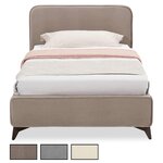 IDIMEX Lit simple RAVELLO 90 x 190 cm, revêtement en tissu. Coloris disponibles : Gris