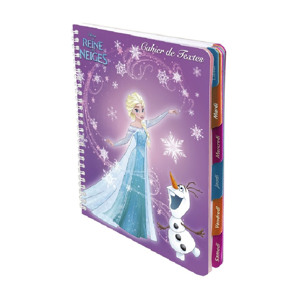 Reine des neiges Cahier de texte à spirale fille 17x22cm 148 pages Reine des neiges Elsa et Olaf violet