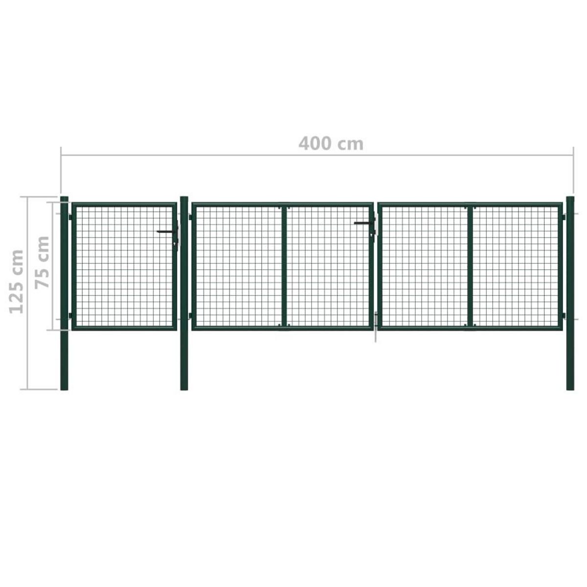 VIDAXL Portail de jardin Acier 400 x 75 cm Vert