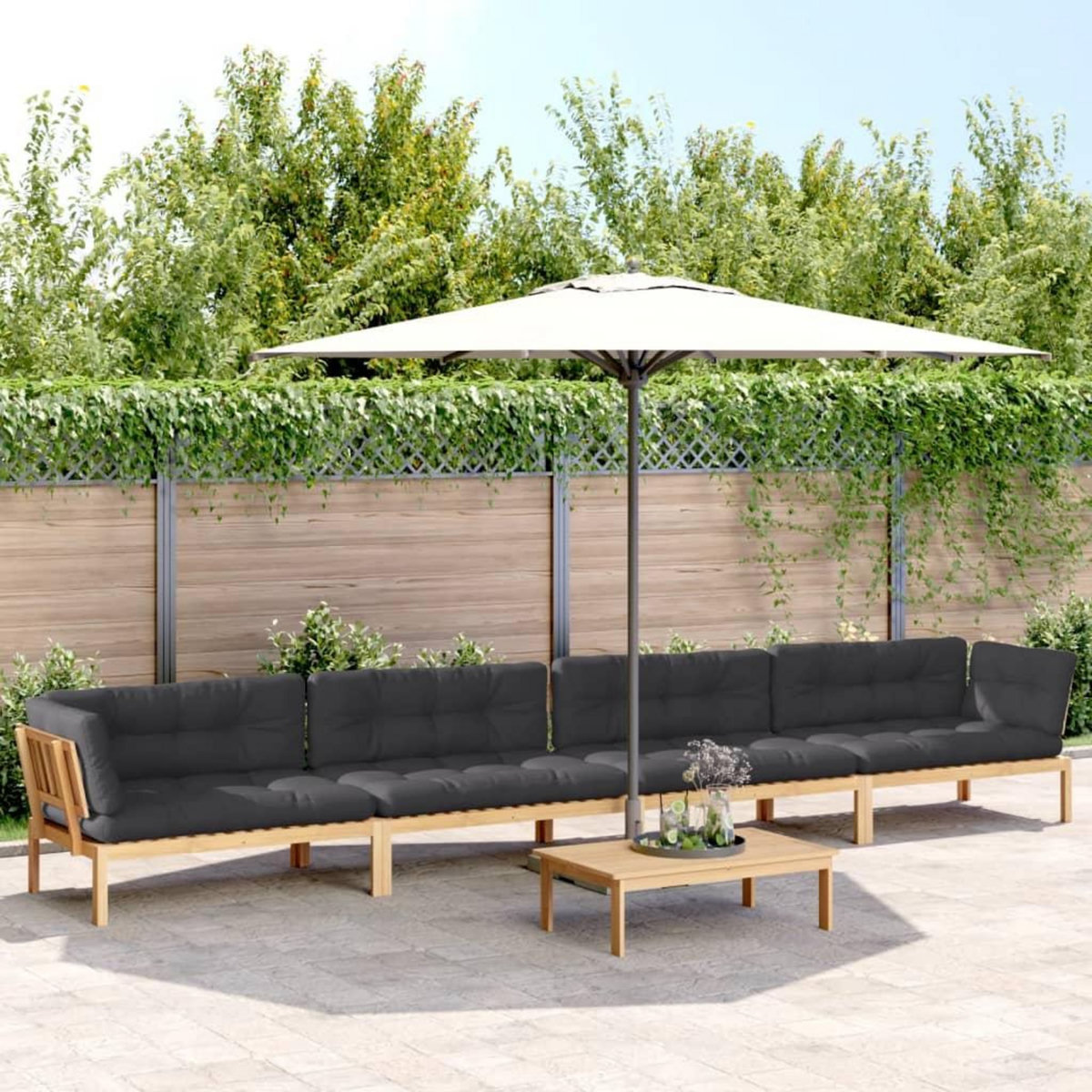 VIDAXL Salon palette de jardin avec coussins 5pcs bois d'acacia massif