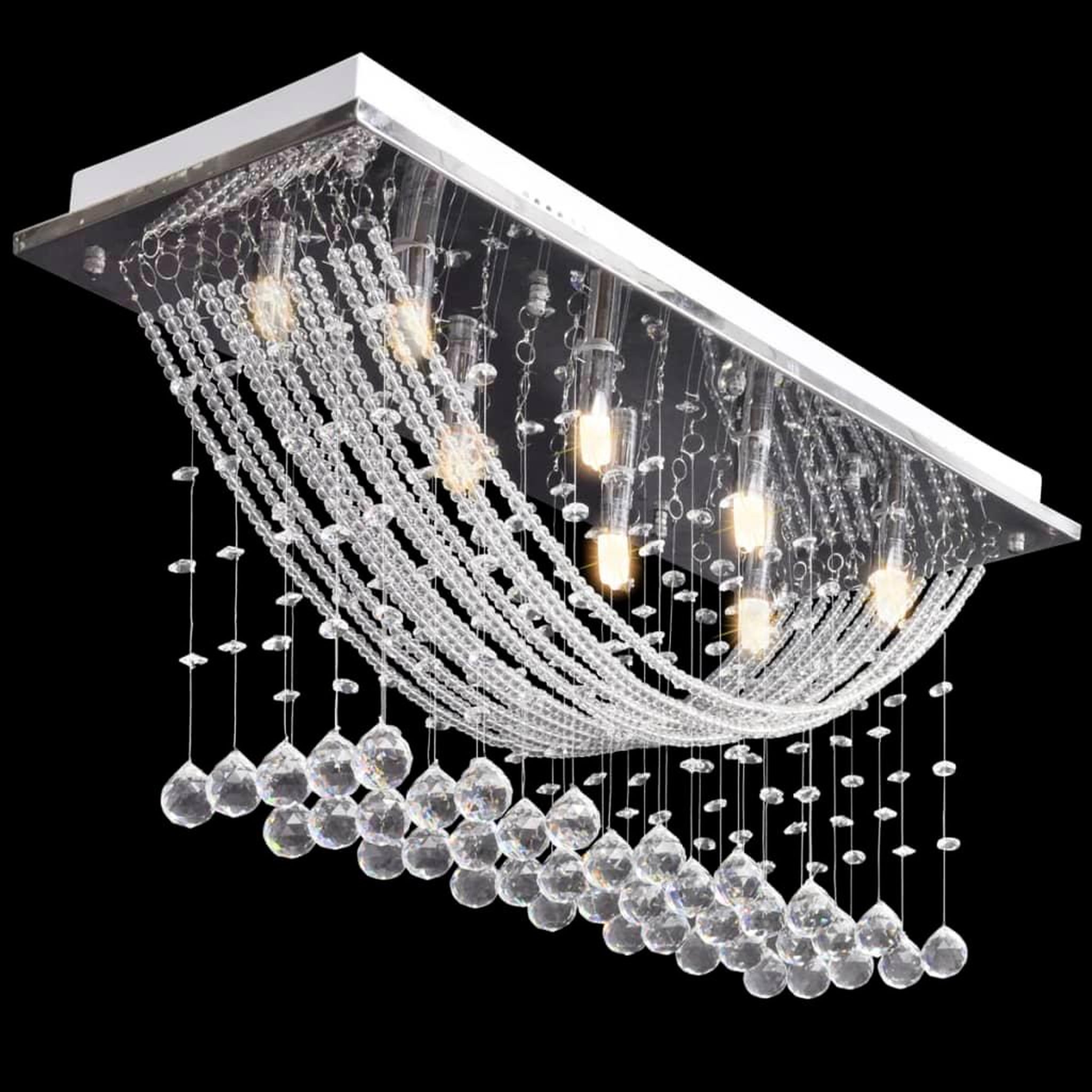 Voir la diapositive 4 : VIDAXL Plafonnier avec perles en verre cristal Etincelant Blanc 8 x G9 29 cm