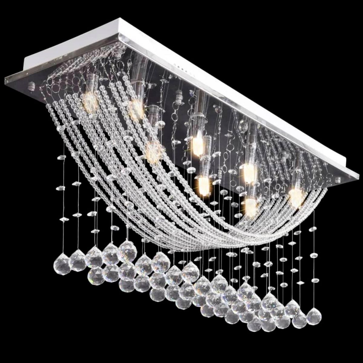 VIDAXL Plafonnier avec perles en verre cristal Etincelant Blanc 8 x G9 29 cm