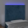 Voir la diapositive 3 : VIDAXL Tete de lit a LED Bleu fonce 100x5x118/128 cm Velours