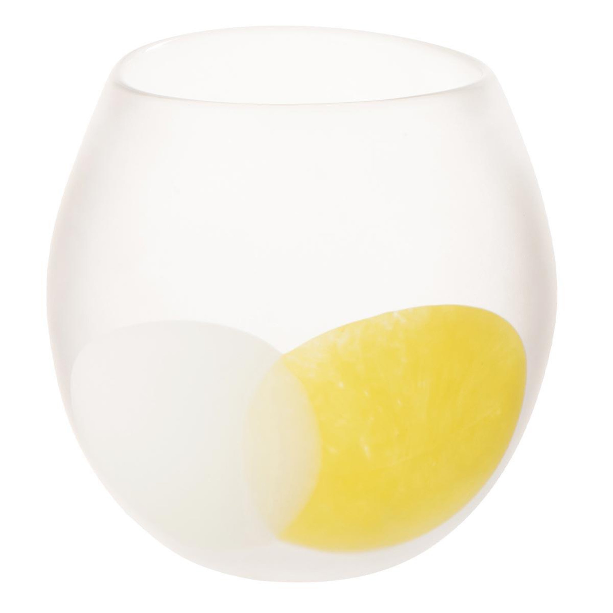 J-LINE Photophore en verre  amos  22cm blanc & jaune