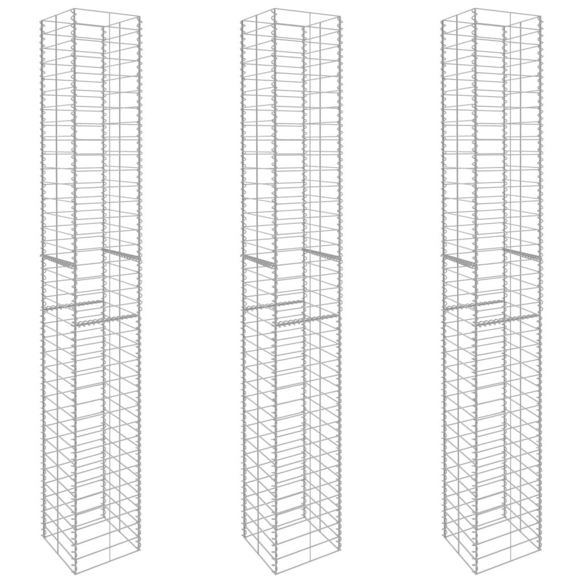 VIDAXL Paniers de gabion 3 pcs acier galvanise 25x25x197 cm