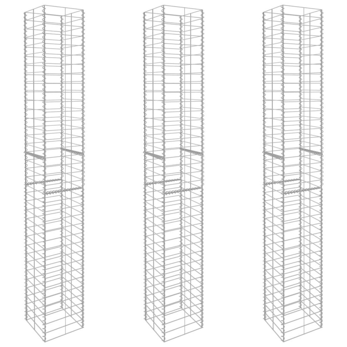 VIDAXL Paniers de gabion 3 pcs Acier galvanise 25x25x197 cm