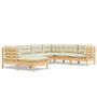 Voir la diapositive 2 : VIDAXL Salon de jardin 7 pcs avec coussins creme bois de pin massif