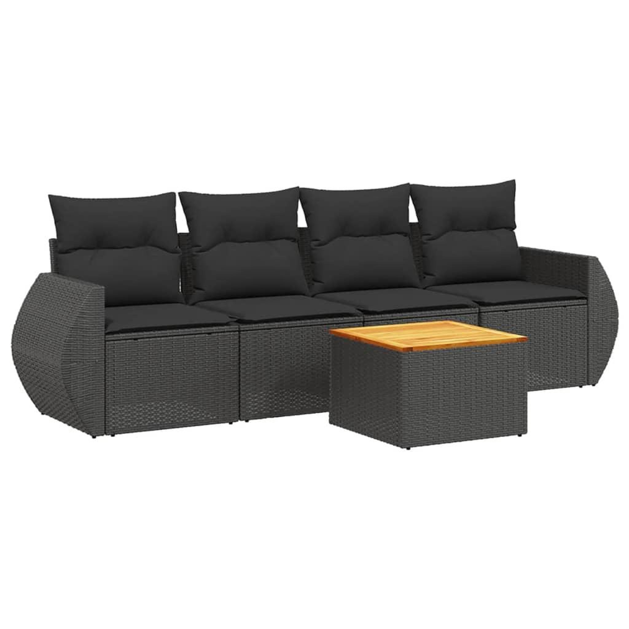Voir la diapositive 2 : VIDAXL Salon de jardin 5 pcs avec coussins noir resine tressee