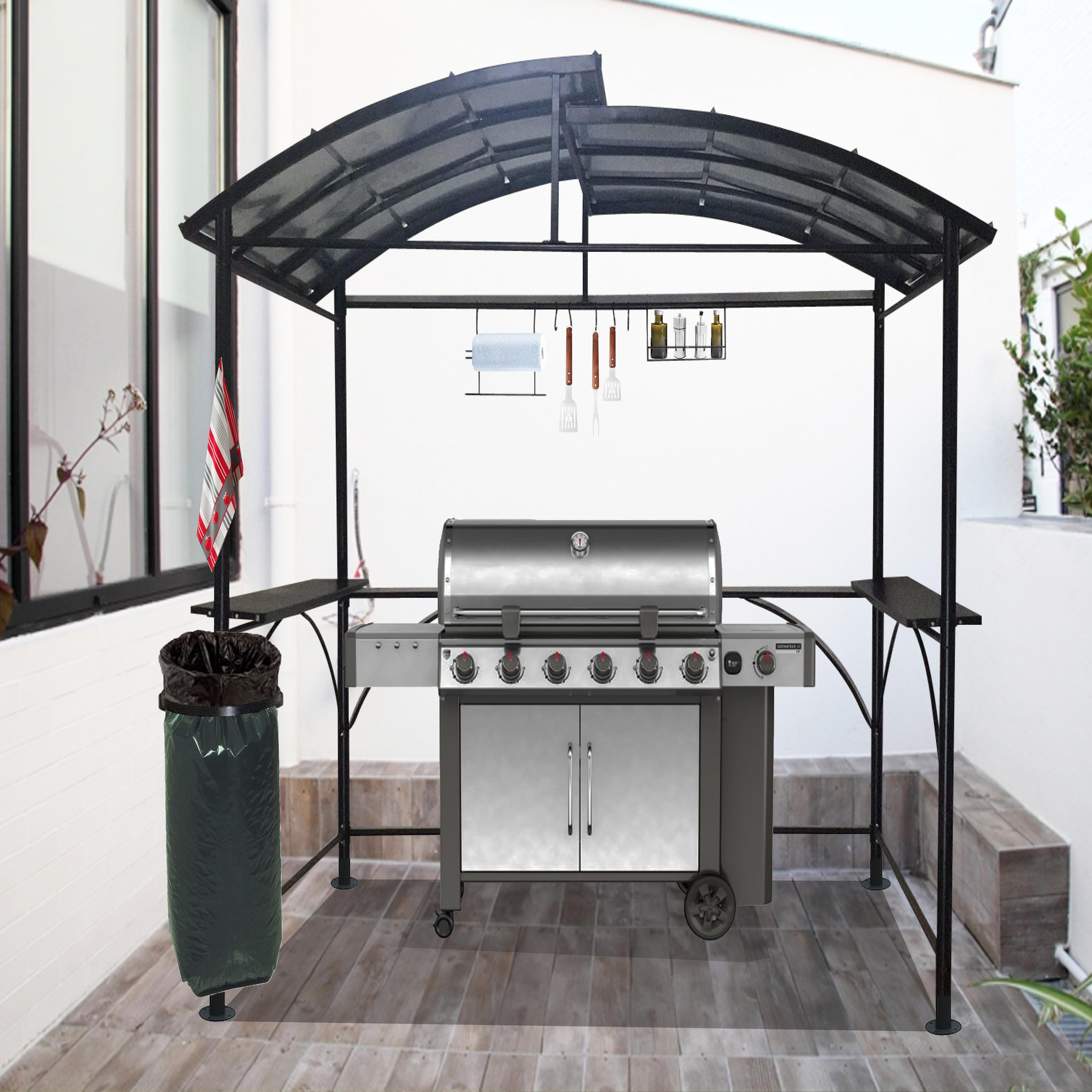 Voir la diapositive 2 : Abri pour barbecue - l263xP150xH232/240cm