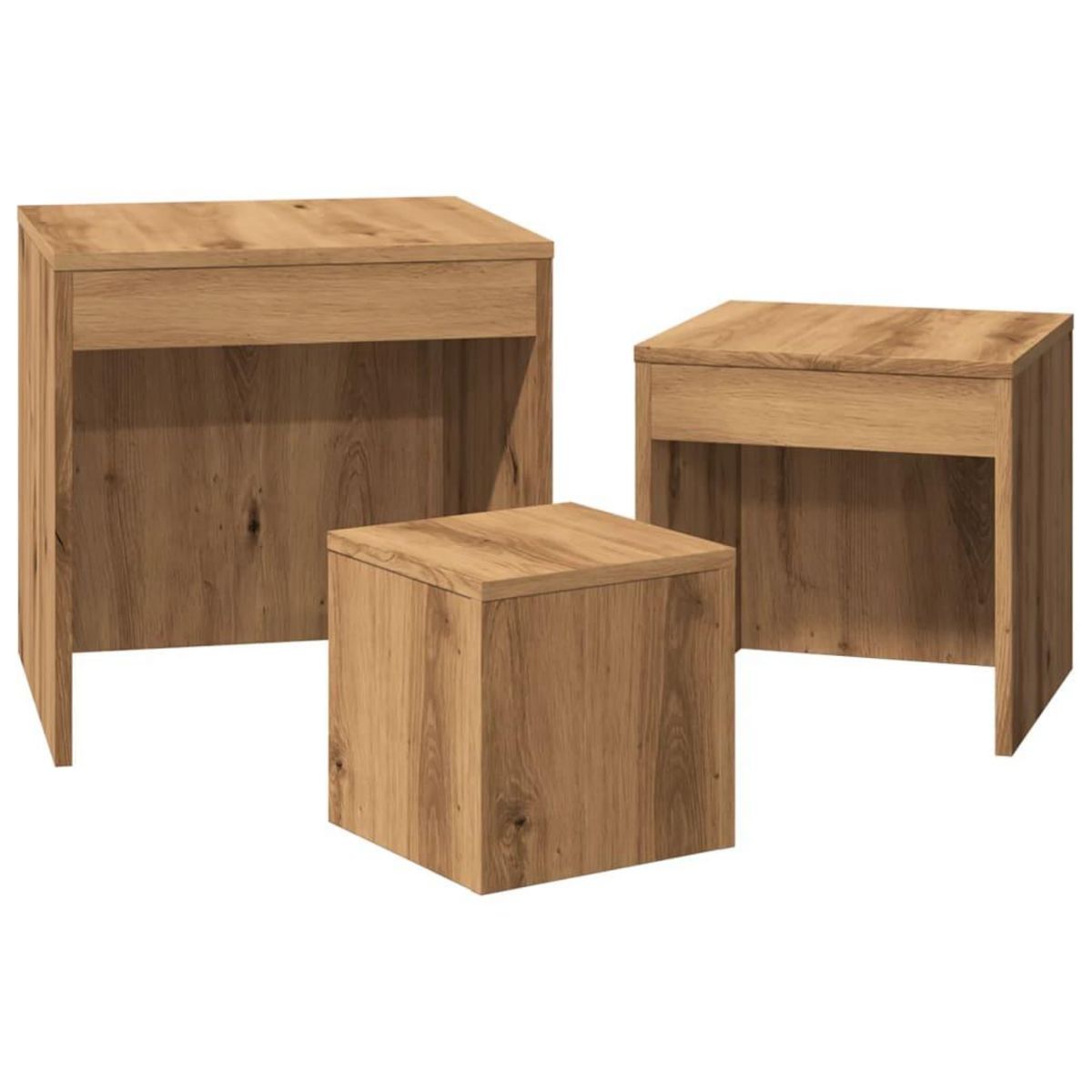VIDAXL Tables gigognes 3 pcs chene artisanal bois d'ingenierie