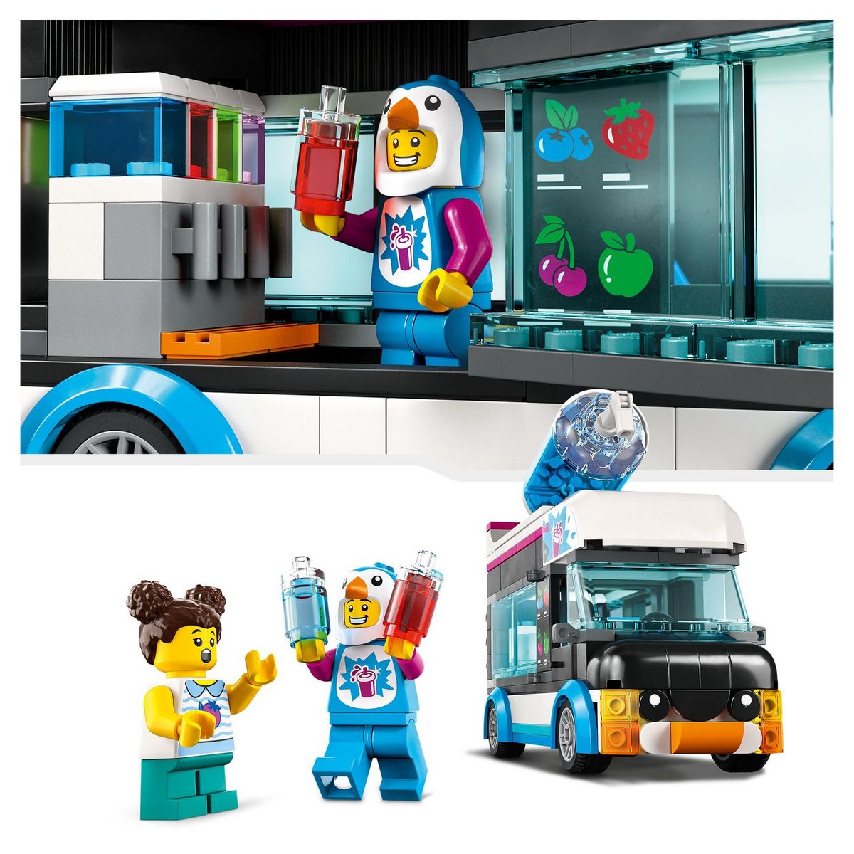 LEGO City 60384 Le camion à granités du pingouin, Jouet Camion pour Enfants de 5 Ans, Jeu de Véhicule d'Été avec Figurines
