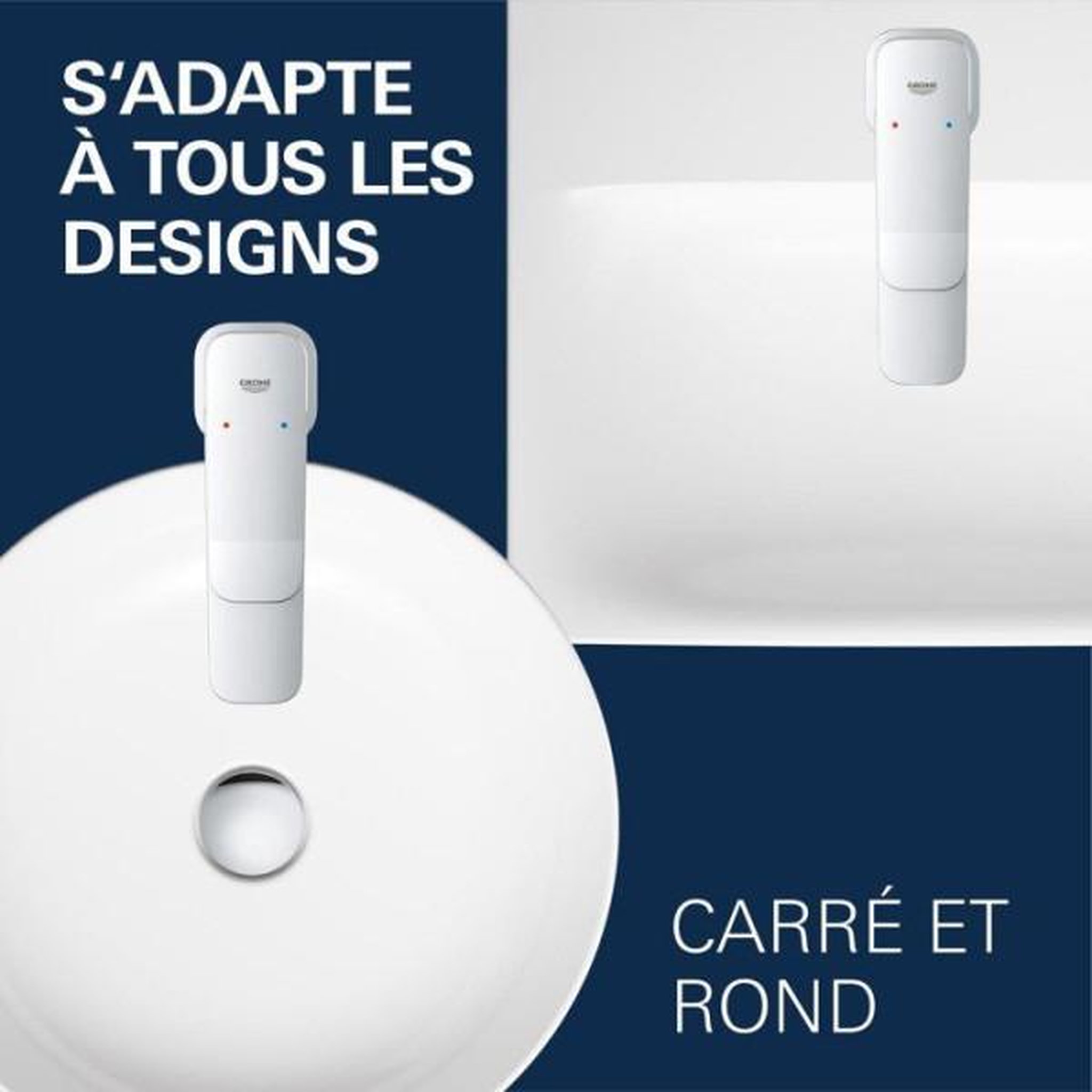 Voir la diapositive 4 : Grohe Mitigeur de lavabo - grohe dice - taille s - clic-clac - chrome