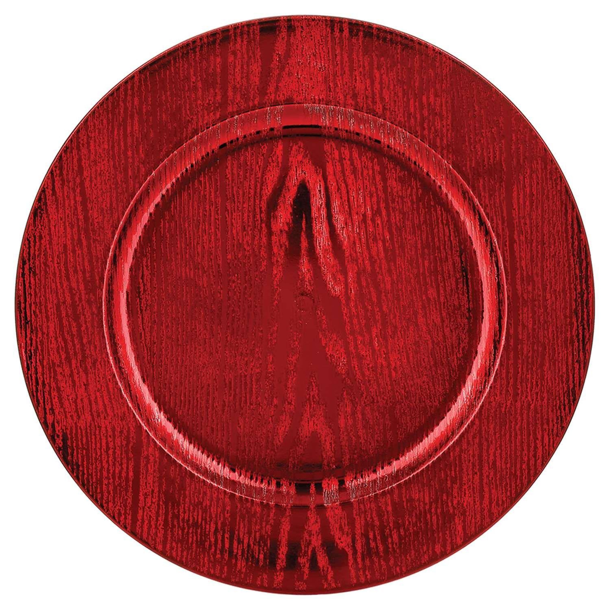 TOILINUX Lot de 12 dessous d'assiette effet bois. Coloris disponibles : Rouge, Jaune