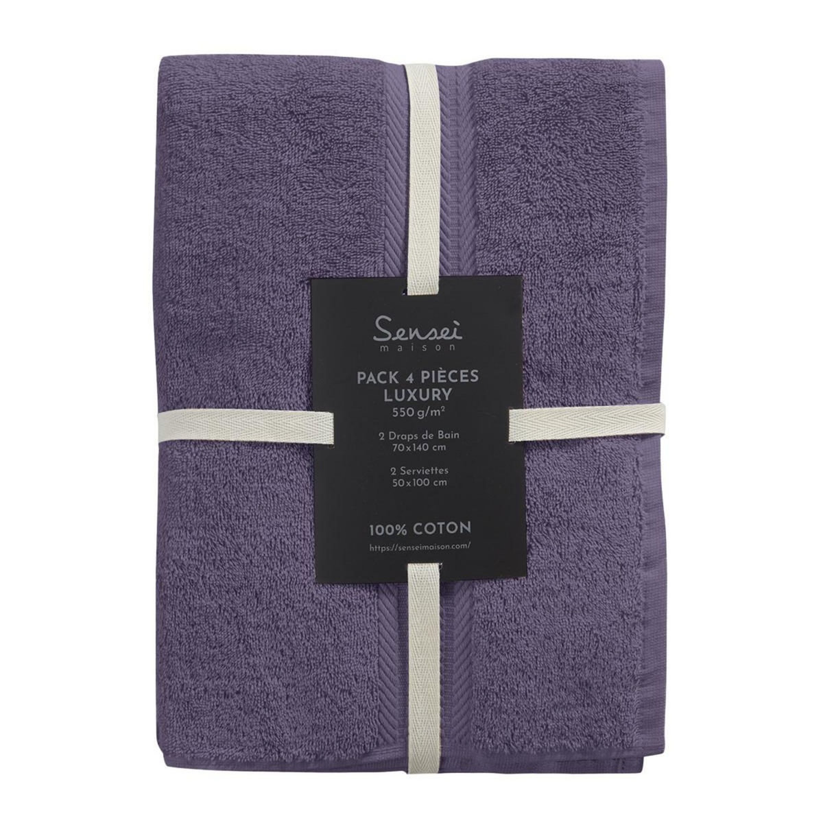 Sensei Maison Ensemble de bain 4 pièces (2 draps de bain + 2 serviettes de toilette) LUXURY
