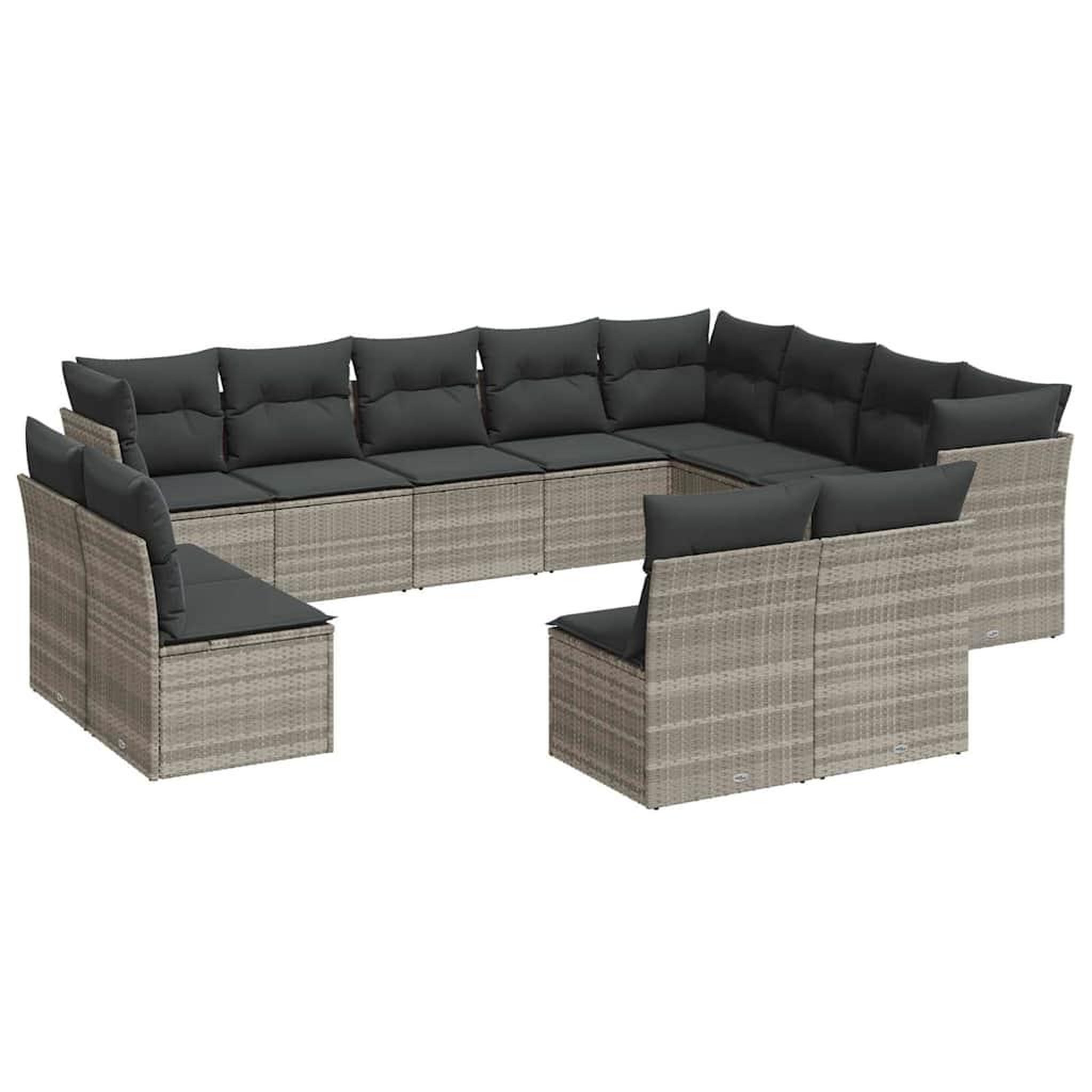 Voir la diapositive 2 : VIDAXL Salon de jardin avec coussins 12 pcs gris clair resine tressee