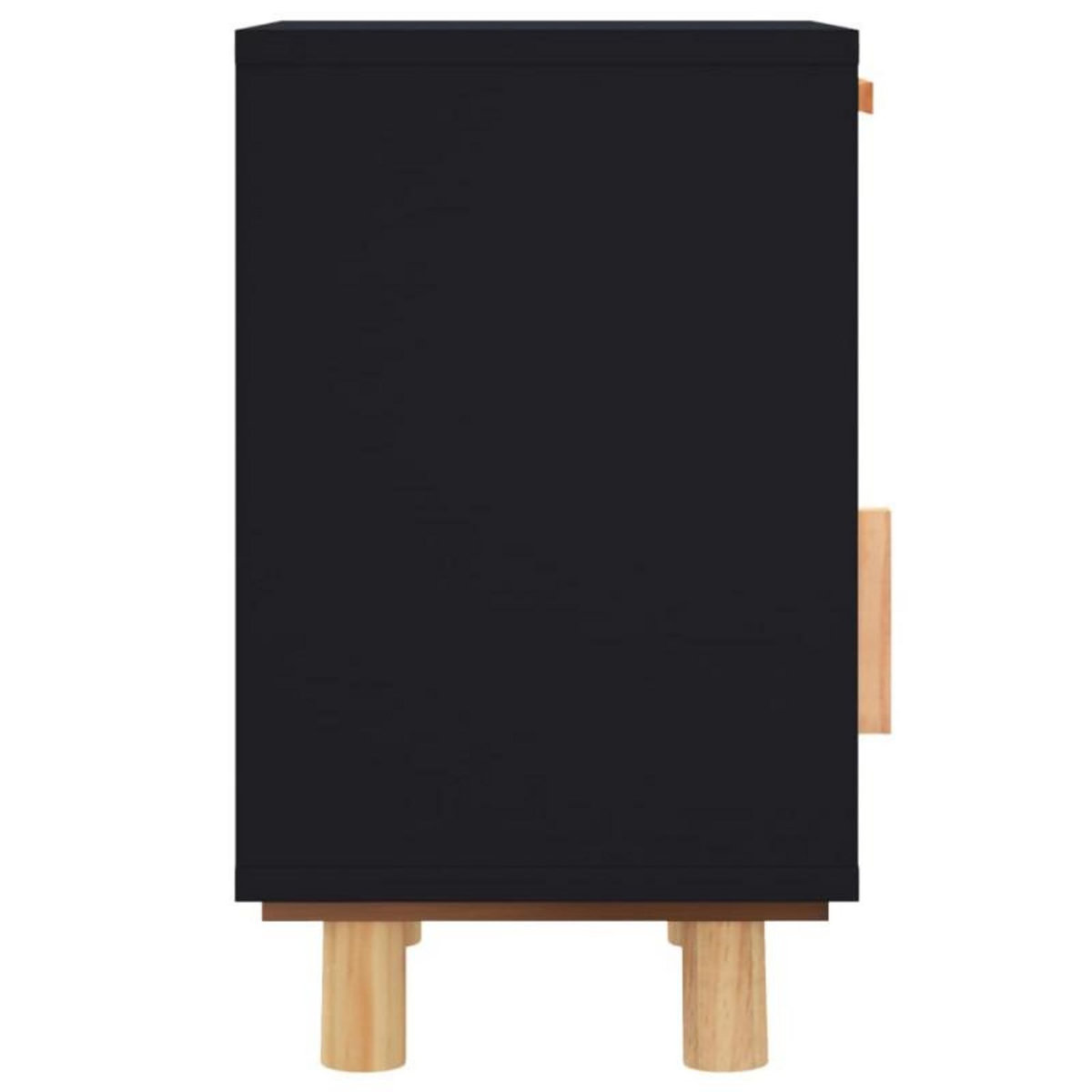 VIDAXL Table de chevet Noir Bois de pin massif et rotin naturel