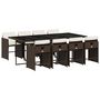 Voir la diapositive 2 : VIDAXL Ensemble a manger de jardin et coussins 9 pcs marron poly rotin