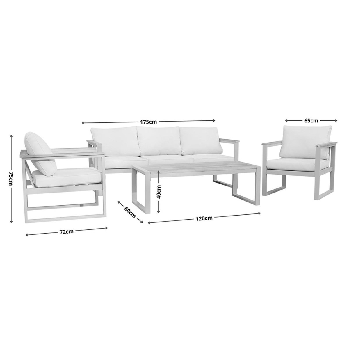 CONCEPT USINE Salon de jardin 5 places en acacia SARABURI