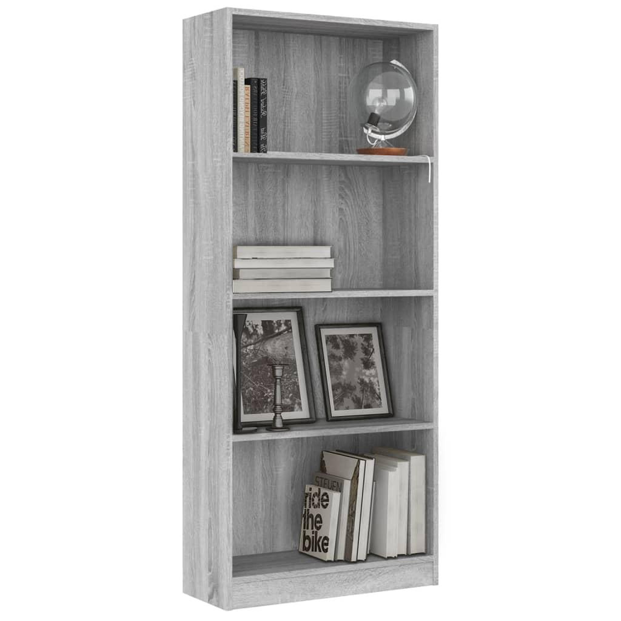 Voir la diapositive 3 : VIDAXL Bibliotheque 4 niveaux Sonoma gris 60x24x142 cm