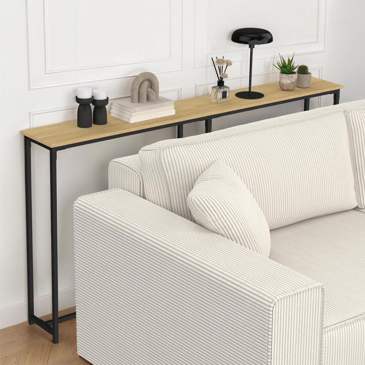 ID MARKET Console bout de canapé DETROIT table d'appoint gain de place design industriel