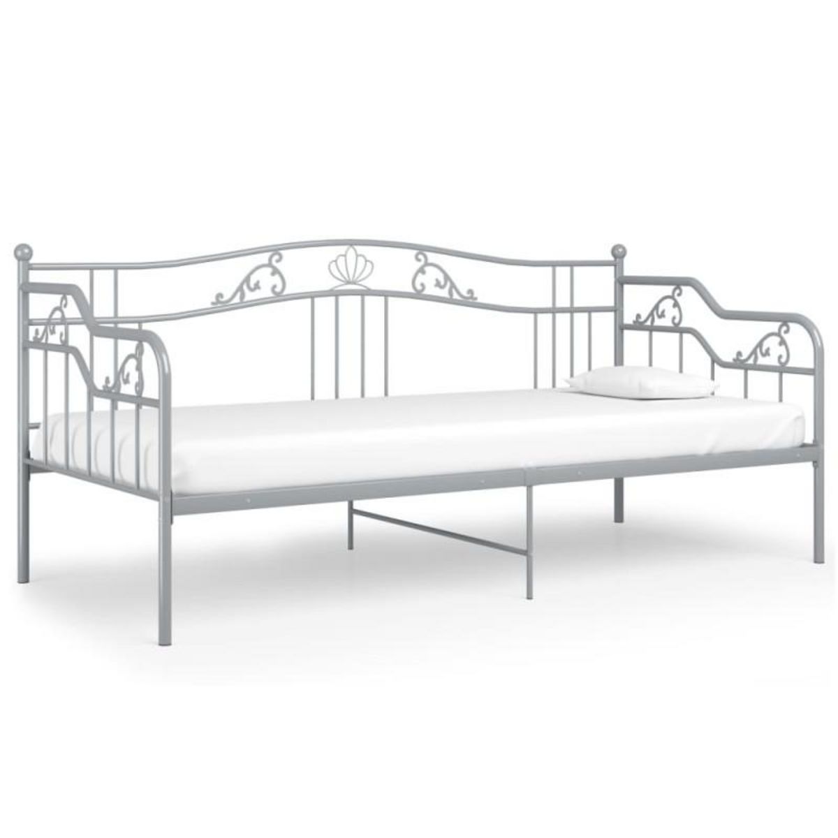 VIDAXL Cadre de canapé lit sans matelas gris métal 90x200 cm