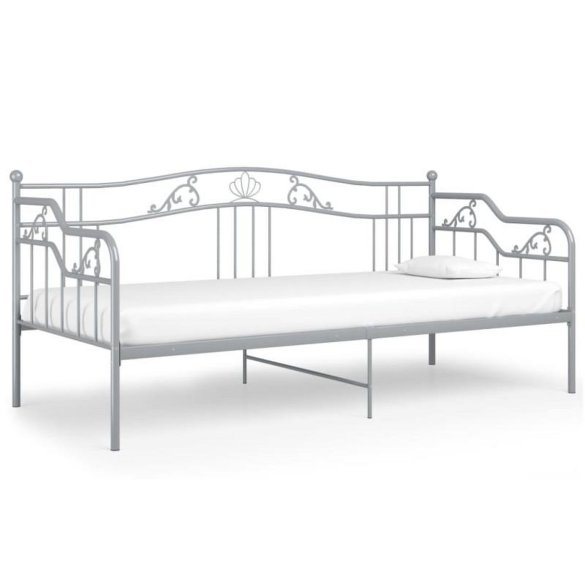 VIDAXL Cadre de canapé lit sans matelas gris métal 90x200 cm