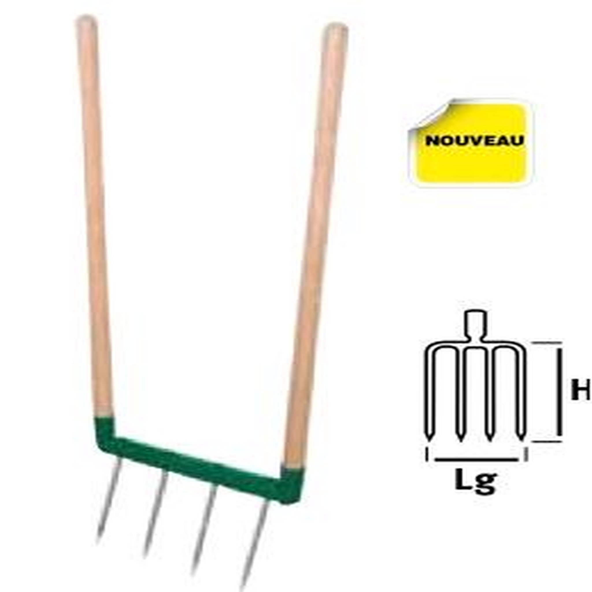 Leborgne Biogrif NaturOvert 4 dents interchangeables - manche bois certifié PEFC 100%