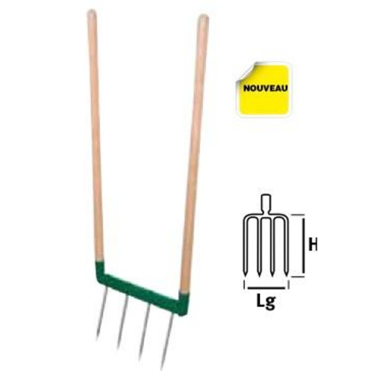 Leborgne Biogrif NaturOvert 4 dents interchangeables - manche bois certifié PEFC 100%