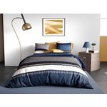 ATELIER DU COTON Parure housse de couette 100% coton 57fils kalypso. Coloris disponibles : Bleu