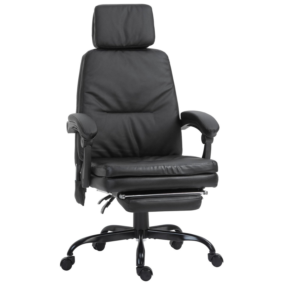 VINSETTO Fauteuil de bureau massant avec repose-pieds amovible - 65,5L x 50l x 120,5-128,5H cm - noir