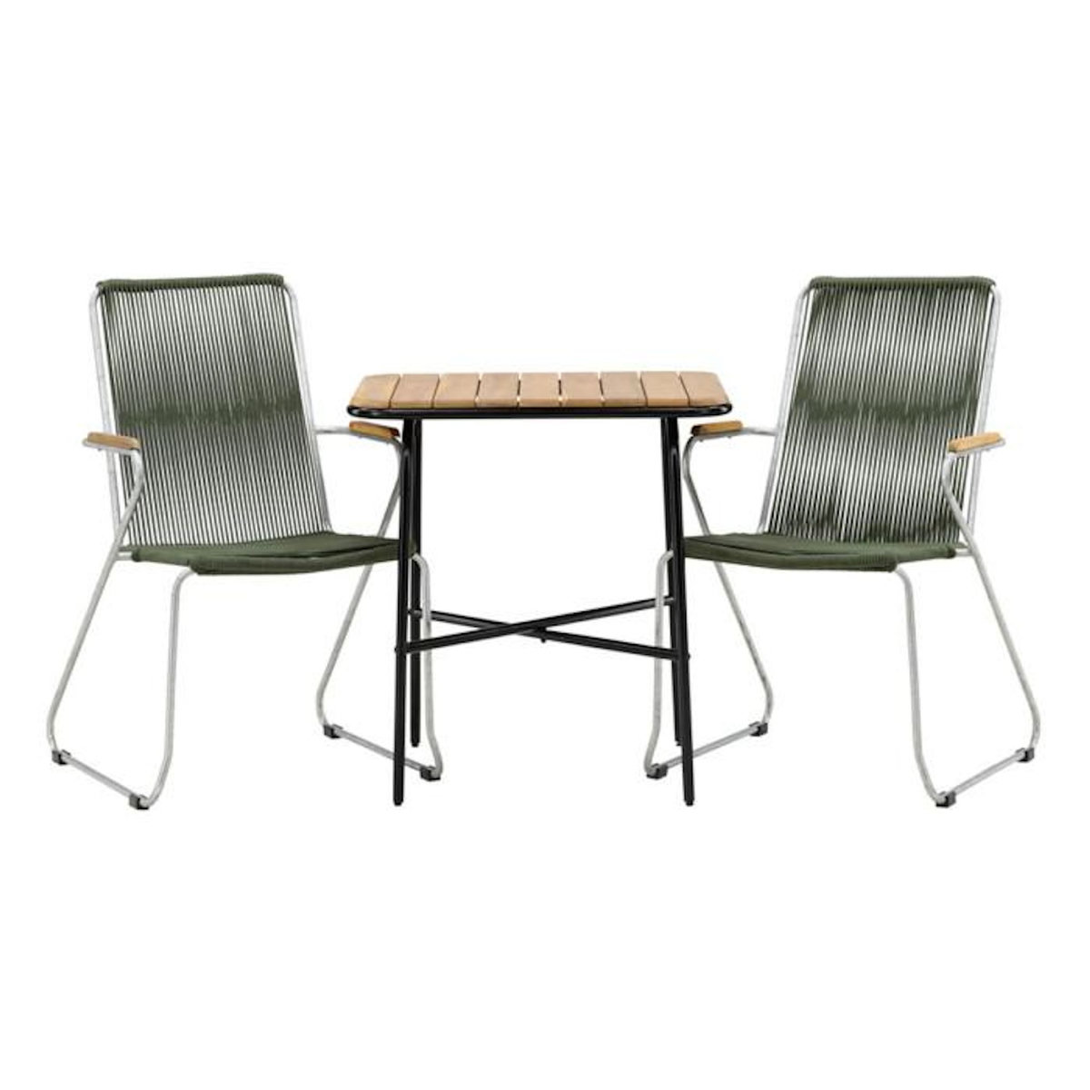 Paris Prix Ensemble Table de Jardin & 2 Chaises  Holmbeck & Matstolar  74cm Naturel & Vert