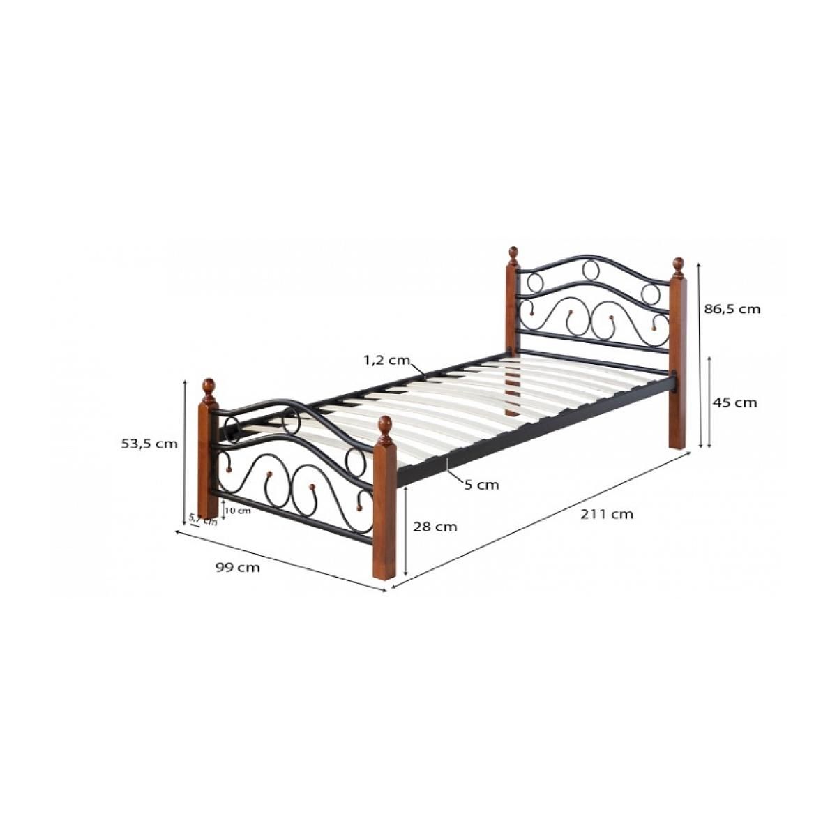 HomeStyle4U Lit simple Metallique 90x200 Noir et sommier a lattes