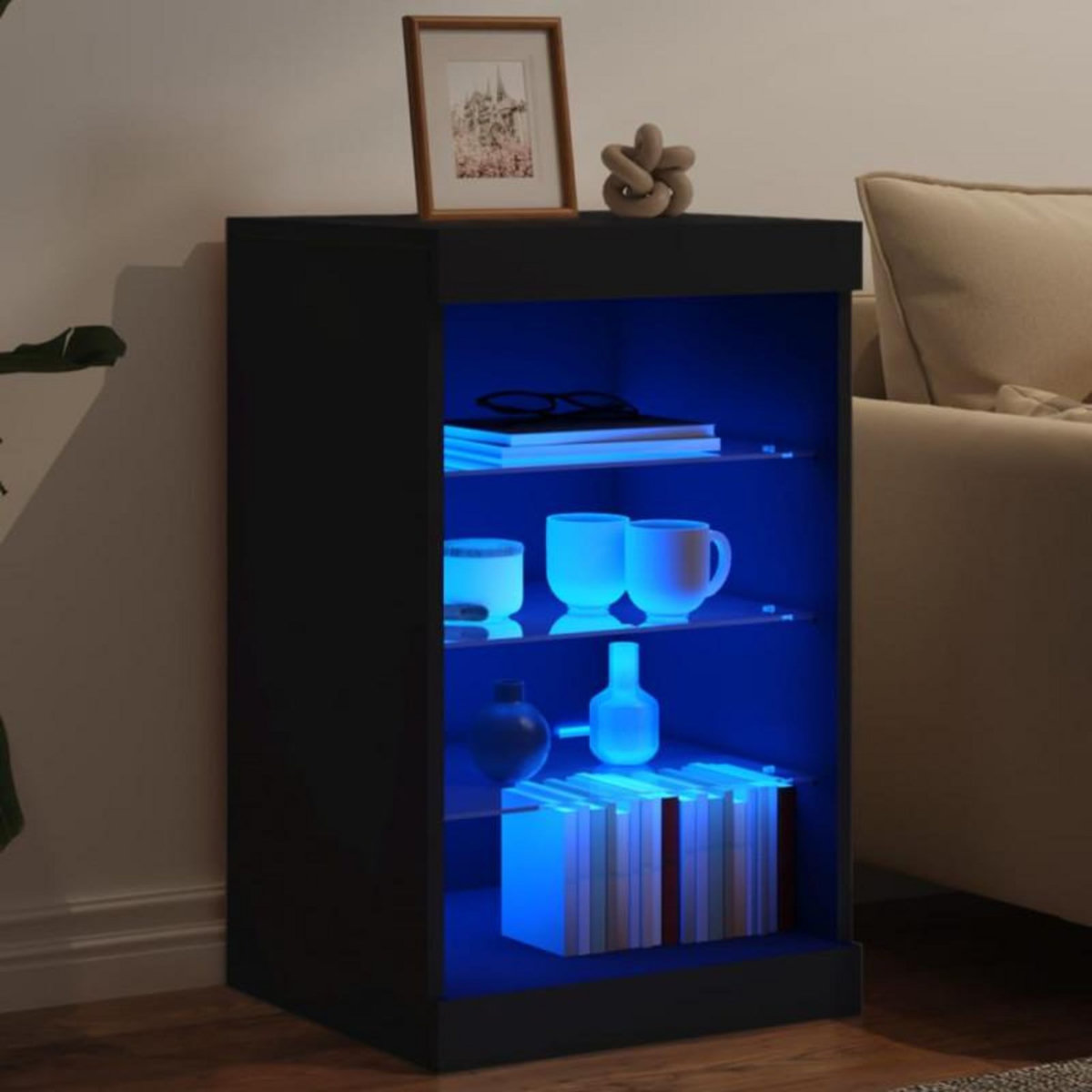 VIDAXL Buffet avec lumières LED noir 41x37x67 cm