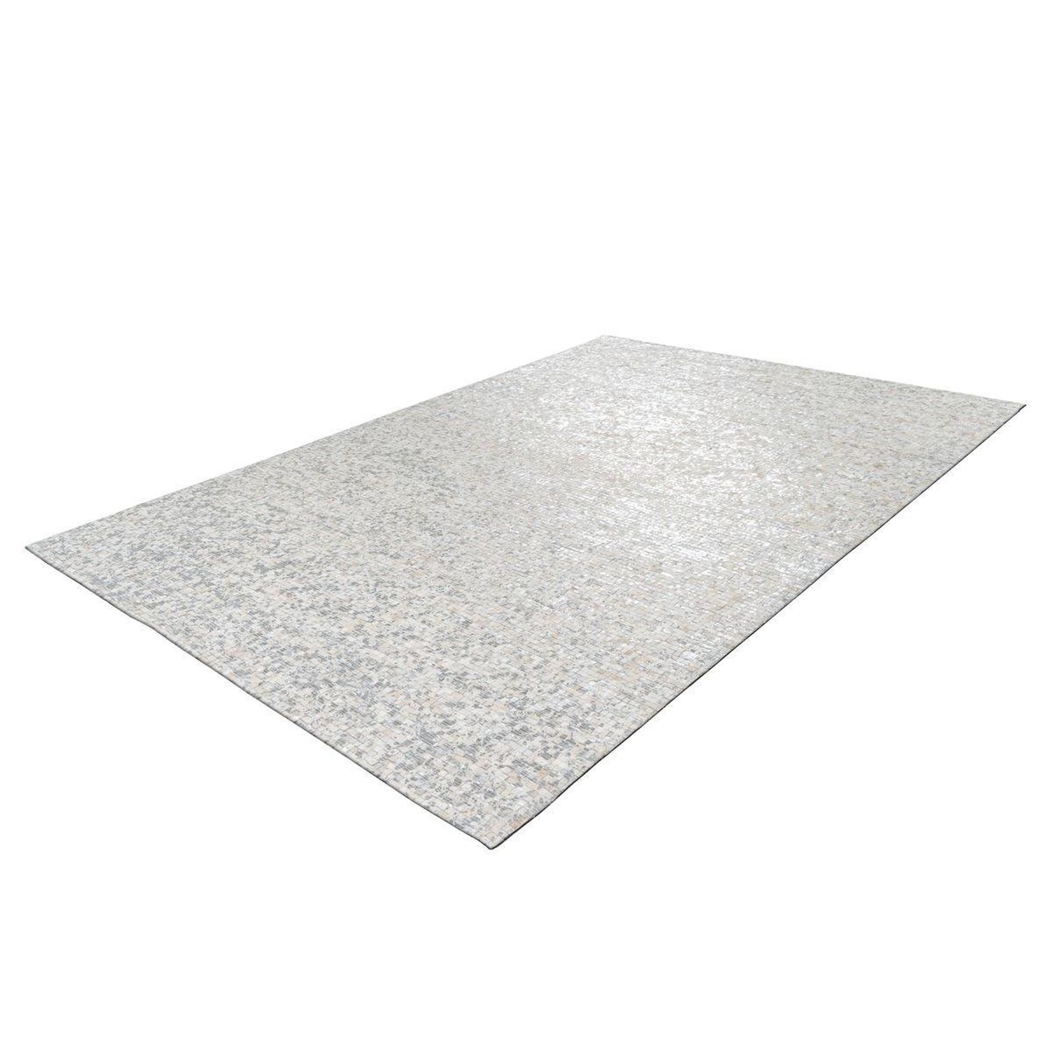 Voir la diapositive 4 : Paris Prix Tapis en Cuir Fait Main  Finish  Blanc & Argent